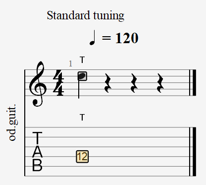 Como ler tablaturas: Tapping